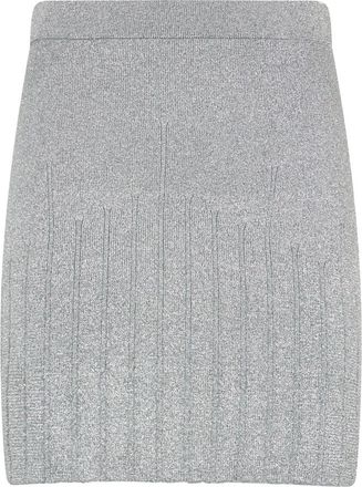 Alberta Ferretti Elegante Gebreide Jurk met Getailleerde Pasvorm - Dames - Korte rokken - Grijs - S - Leer - Rokken