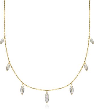Ross-Simons Diamond Oval Drop Station Necklace in 18kt Gold Over Sterling