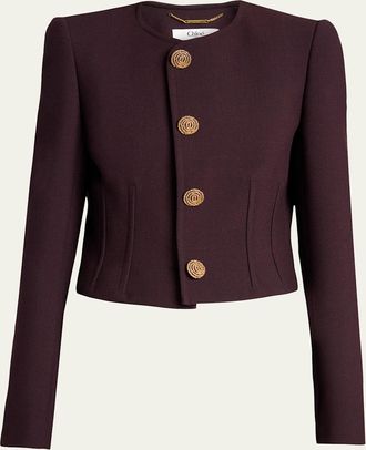 Chlo&eacute; Wool Crepe SIngle-Breasted Jacket