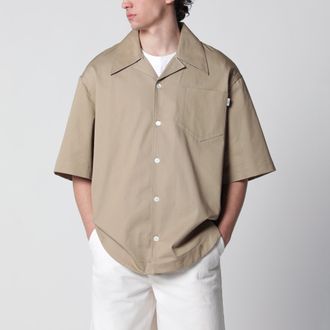 Ami Beige taupe cotton bowling shirt