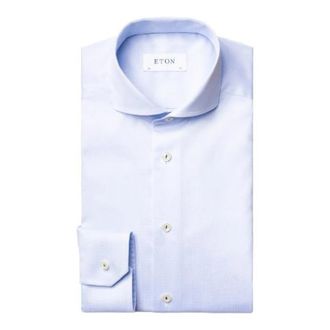 Eton Formeel overhemd - Heren - Zakelijke Overhemden - Blauw - M - Katoen - Overhemden