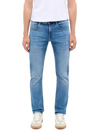 Mustang Slim-fit-Jeans MUSTANG Herren Style Oregon Slim K, Herren, Gr. 28, L&auml;nge 32, blau (322 mittelblau), Denim/Jeans, 66% Baumwolle, 32% Polyester, 2% Elas