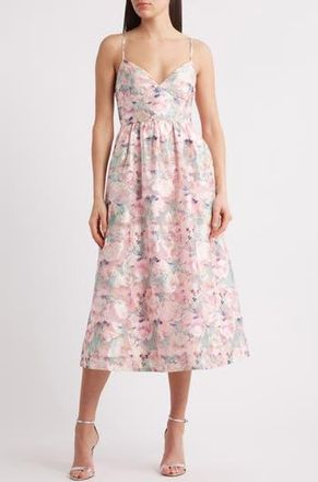 Lulus Alice Bow Back Sleeveless Midi Dress in Pink Floral at Nordstrom Rack, Size Medium