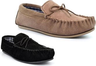 Generic Mens Real Suede Slippers Mens Extra Large Slippers Size 6 Boys Slipper Size 13 Slip On Slipper Moccasin Moccasins Slip On Extra Large Suede Upper Size