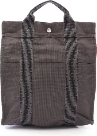 Herm&egrave;s Gray Nylon Canvas Backpack (Pre-Owned)
