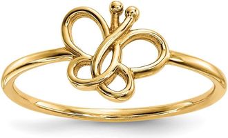 Diamond2Deal 14k Yellow Gold Polished Butterfly Ring