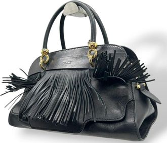 Tod's Black Leather Handbag Tote Bag (Pre-Owned)