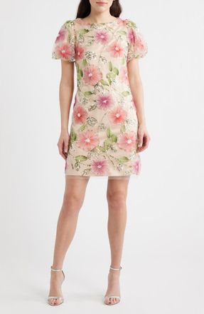 Eliza J Sequin Floral Shift Dress in Purple Mul at Nordstrom, Size 12