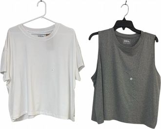 Eddie Bauer Womens Surreal Travel Tank And Crew 2 Piece Tee - Plus In Gray White