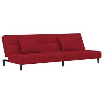 vidaXL Vidaxl - Sof&aacute; Cama De 2 Plazas Con Dos Almohadas Terciopelo Rojo Tinto