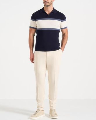 Mani&egrave;re De Voir Enzo Colour Block Polo in Navy at Nordstrom, Size X-Large