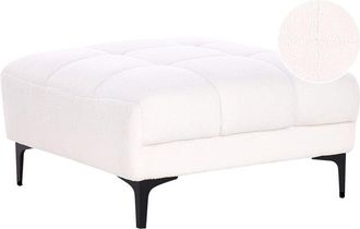 Beliani Beliani - Otomana rectangular de bouclé acolchada con capitoné reposapiés blanco Alnes