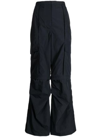 GOEN.J detachable-panel wide-leg cargo pants - Blue