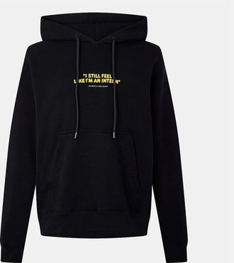 Off-white Mens Relaxed Fit Lettering Kangaroo Pocket Sweatshirt - Black - Size: 32