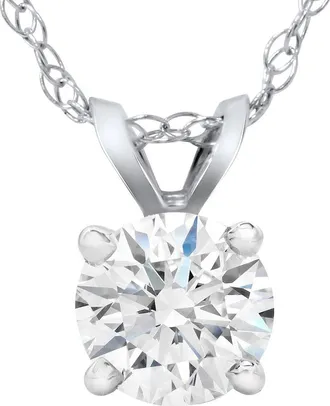 Pompeii3 1 1/4ct Lab Grown Diamond Round Solitaire Pendant 14K White Gold Necklace