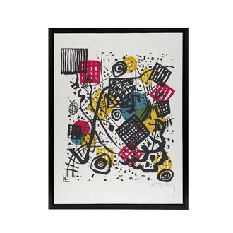 Artery8 Small Worlds V Abstract Painting Kandinsky Framed Canvas Wall Art in White | Size: W24 x H32