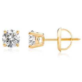 MAX + STONE Certified 14k Yellow Gold Lab Grown Diamond Solitaire Stud Earrings (3/4 ct. tw)