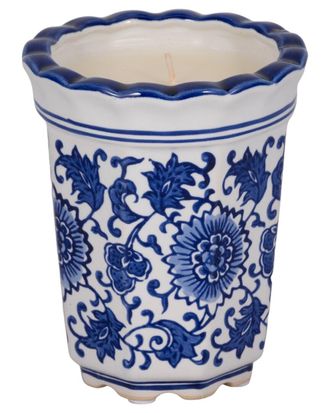 Sagebrook Home 4In 7Oz Fluted Chinoiserie Candle