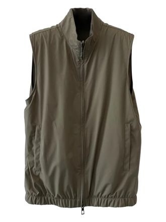 Loro Piana zip-fastening elasticated hem vest - men - Microfibre/Wool - 48 - Green