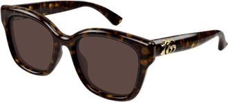 Gucci Stijlvolle Zwarte Leren Schoudertas - unisex - Zonnebrillen - Bruin - 55 MM - Accessoires