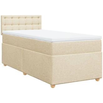vidaXL Vidaxl - Cama Box Spring Con Colch&oacute;n Tela Color Crema 90x190 Cm