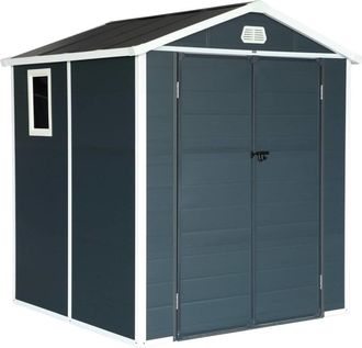 Sweeek Caseta de jard&iacute;n de pl&aacute;stico, estructura de aluminio, 3 65m&sup2;