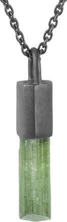 Parts Of Four oxidised sterling silver Talisman tourmaline necklace - unisex - Oxidised Sterling Silver/green tourmaline - One Size