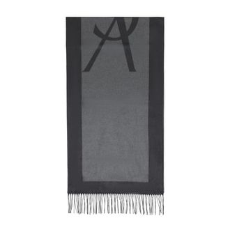Saint Laurent Monogram Zijden Sjaal - Dames - Accessoires - Grijs - Maat: ONE Size Zijde