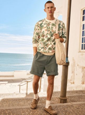 Le 31 Mens Tropical jungle sweatshirt Comfort fit