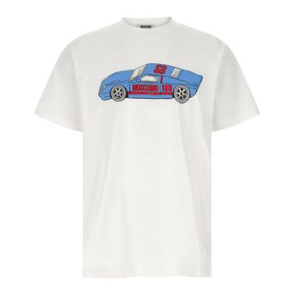 Moschino T-Shirts, male, White, Size: XL Printed Cotton Jersey T-Shirt