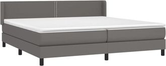 vidaXL Vidaxl - Cama Box Spring Con Colch&oacute;n Cuero Sint&eacute;tico Gris 200x200 Cm