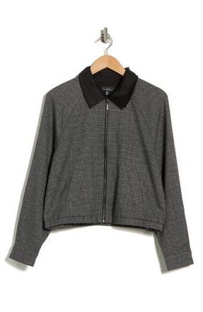 Nicole Miller Ava Houndstooth Bomber Jacket in Graphite Grey Lurex/Black at Nordstrom Rack, Size X-Large