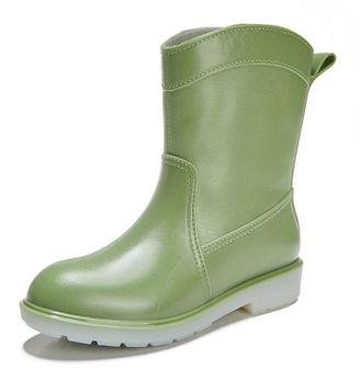 Pangolin Womens Waterproof Ankle Wellington Boots, Non-Slip Rubber Rain Boots, Pull-On Mid Calf Wellies for Garden, Walking, Festival and Dog Walking Green 4.5