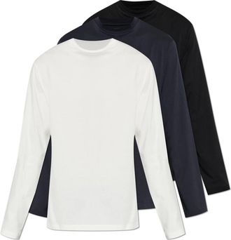 Jil Sander 3-Pack T-shirtset met lange mouwen - Heren - Longsleeves - Wit - L - Katoen - Tops