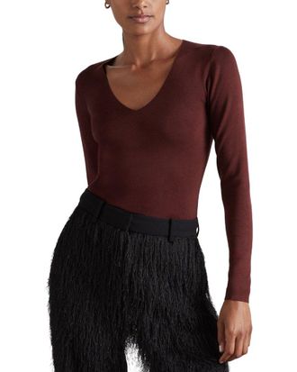 Reiss Maeve Long Sleeve Knit Silk-Blend Top