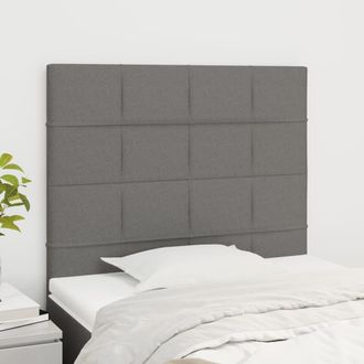 vidaXL Cabeceros 2 Unidades De Tela Gris Oscuro 100x5x78/88 Cm Vidaxl