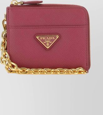 Prada chain detail textured purse and cardholder