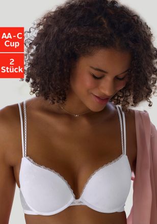Petite Fleur Push-up-BH PETITE FLEUR, Damen, Gr. 75, Cup AA, schwarz-weiss (wei&szlig;, schwarz), Mesh, Obermaterial: 80% Polyamid, 20% Elasthan, BHs Push-up-BH, aus s&uuml;s