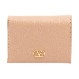 Valentino Accessoires, Dames, Roze, ONE Size, Leer, VLogo Signature Grainy Calfskin Portemonnee