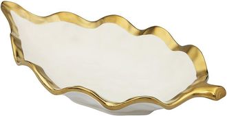 Alice Pazkus Porcelain Leaf Dish Bowl with Rim