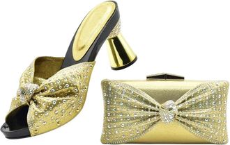 Generic Design Style Ladies Shoe With Matching Bag Set Shoes And Bag Set In Silver Color For Party