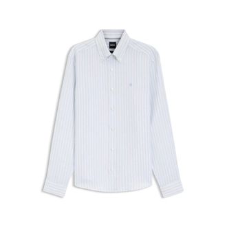 BOSS Regular-fit shirt in striped linen