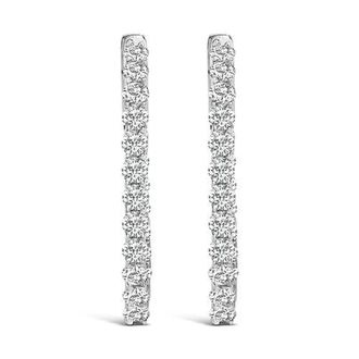 House of Brilliance 14K Gold 1.0 Cttw Oval Lab Grown Diamond Hoop Earrings in White at Nordstrom