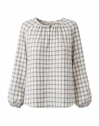 Pomandere Checked Cotton Blouse In Butter