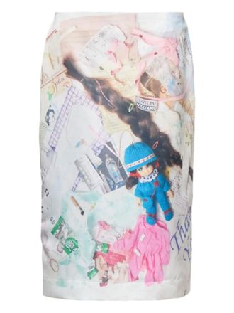 Ashley Williams printed medium skirt - White