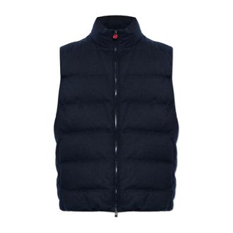 Kiton Gewatteerd Vest met Opstaande Kraag - Heren - Jassen - Blauw - Maat: 2XL Kasjmier