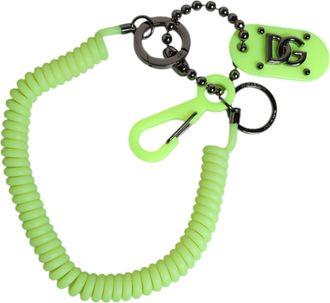 Dolce & Gabbana Green Springy Key Holder DG Logo Mens Keychain Mens Keyring