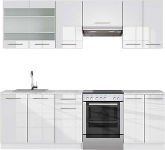 Vicco Mueble De Cocina Fame-line, Blanco Alto Brillo/blanco, 240 Cm, Et M&aacute;rmol