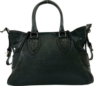 Fendi Black Leather Handbag Tote Bag (Pre-Owned)