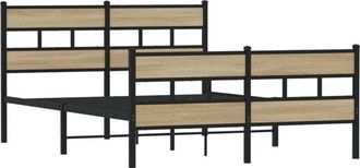 vidaXL Metal Bed Frame without Mattress Sonoma Oak 160x200 cm Vidaxl